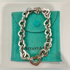 Tiffany & Co. Authentic Silver and Gold Heart Link Vintage Bracelet
